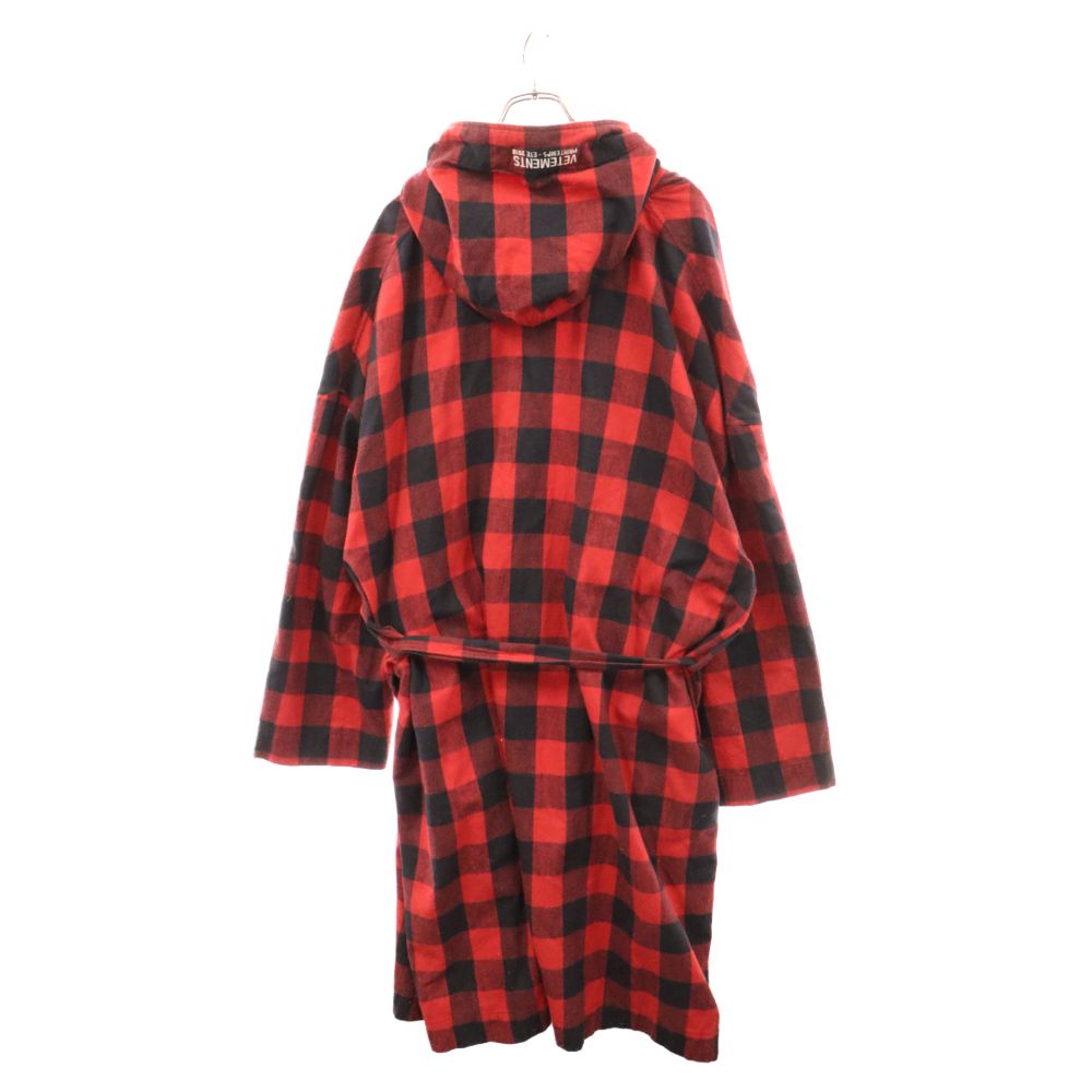 VETEMENTS (ヴェトモン) 18SS Light Flannel Block-Checked Gown Coat ライト フランネルバッファローチェックガウンコート ロングガウンシャツ レッド MSS18JA61 - メルカリ