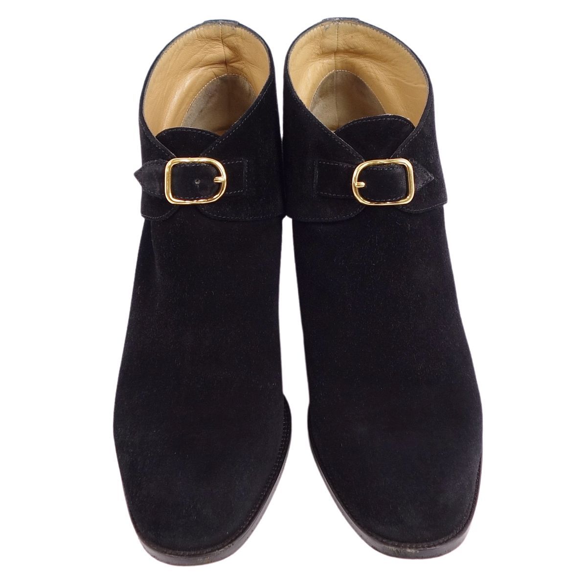 エルメス HERMES ブーツ ショートブーツ ヒール スウェードレザー  