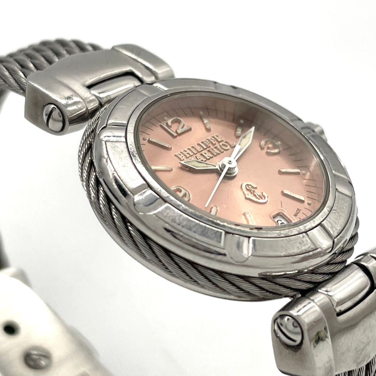 【稼働品】フィリップ・シャリオール　腕時計 1円☆稼働【フィリップシャリオール】ケルティック デイト シルバー