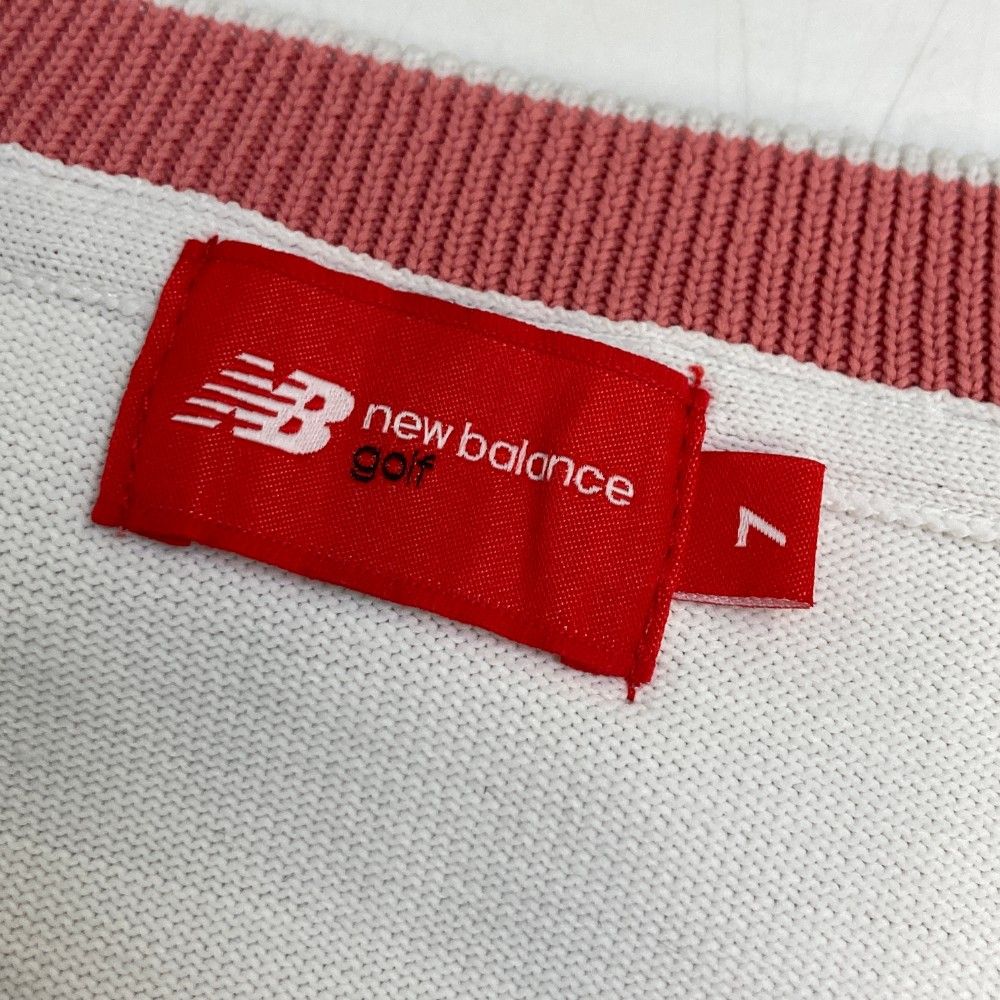 サイズ：7 NEW BALANCE GOLF ニューバランス  クルーネック 長袖ニットセーター  ホワイト系 [240101443105] ゴルフウェア メンズ ストスト サイズ：7 NEW BALANCE GOLF ニューバランス クルーネック 長袖
