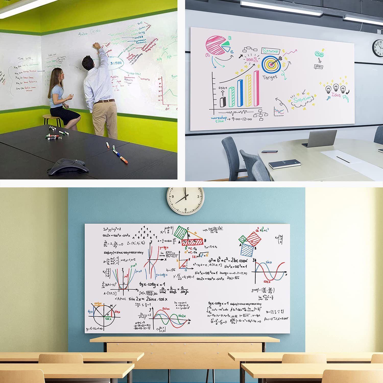 黒板シート 取り付け簡単 書きやすくて消しやすい 壁に貼ってはがせる diy 壁紙 学習塾 オフィス 会議室 学校 シート メモ 子供 落書き ホワイトボード 掲示板 メニューボード200 x 90 CM