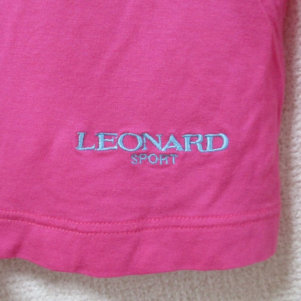 良品 LEONARD SPORT レオナールスポーツ ストレッチ ロゴ刺繍 ロングスリーブ 長袖 ハイネック プルオーバー カットソー サイズ42 ピンク レディース 古着 中古 良品 LEONARD SPORT レオナールスポーツ ストレッチ ロゴ刺繍