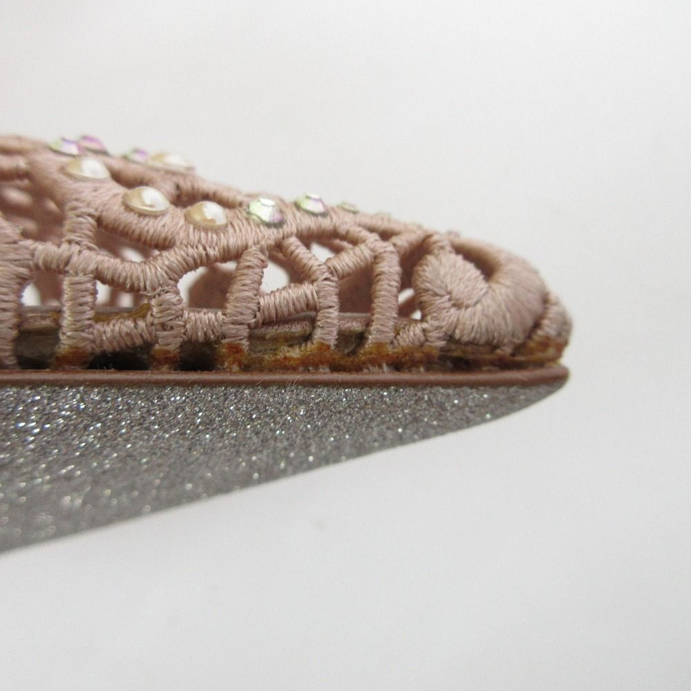♥ Rene Caovilla レネ カオヴィラ スリングバック コード刺繍パンプス サイズ34 約21cm ピンク レディース 古着 KIN-KAAI_COM