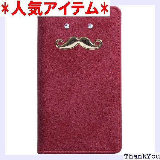 iPhone 15 ケース 手帳型 スマホケース 合皮 PUレザー ヴィンテージ風 ヒゲ 口ひげ カード入れ iPhone15 レッド 1072
