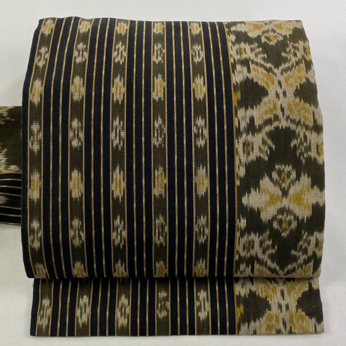 名古屋帯 名品 縞 幾何学 焦茶色 正絹