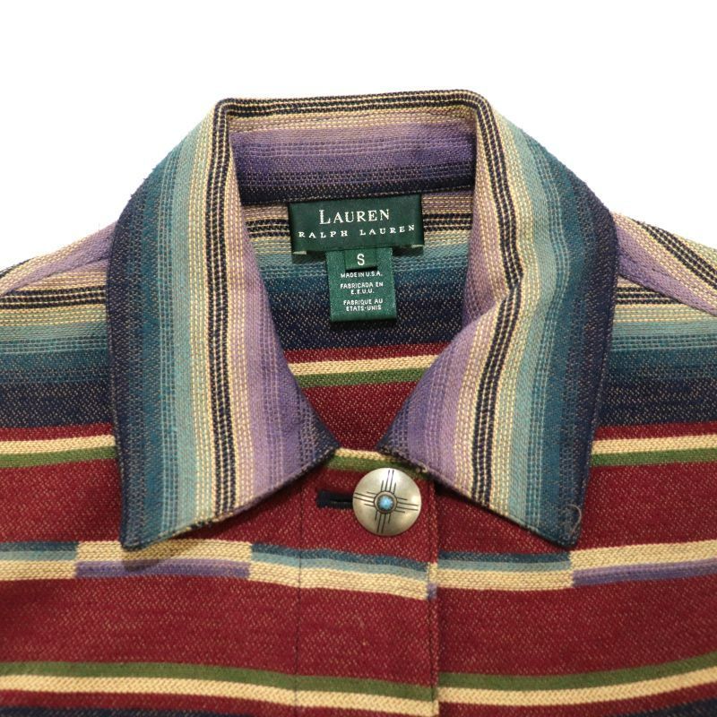 90s USA製 vintage RALPH LAUREN ネイティブ柄 コンチョボタン・ラグ 