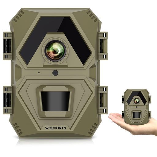 Wosportsトレイルカメラ小型FullHD野生動物監視カメラ乾電池式防犯カメラ小型2400万画素1440p対応内蔵マイクIP66級防水防塵赤外線LED監視カメラ夜間対応人感センサーカメラ動体検知屋外屋内両用