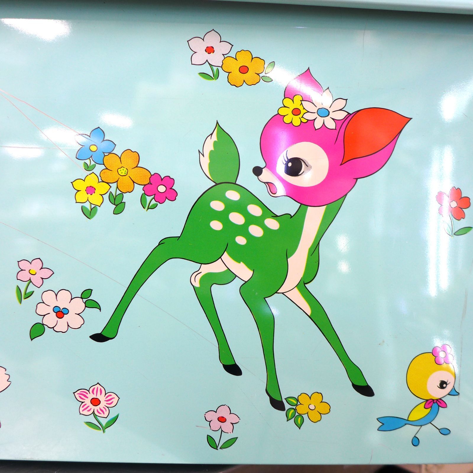 衣装ケース ブリキケース バンビ .うさぎ 収納 丸金製缶 昭和レトロ