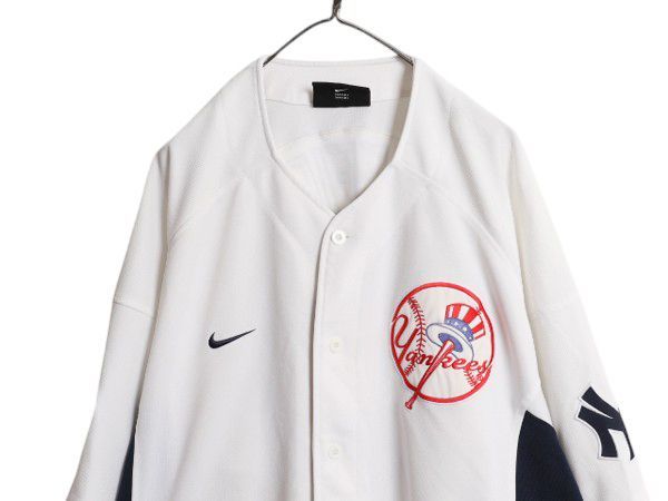 NIKE - USA製 ヤンキース ベースボール シャツ メンズ XXL 程/ MLB オフィシャル ナイキ 大リーグ ユニフォーム ジャージ スウッシュ 大きいサイズ お得なクーポン配布中!】 ヤンキース ベースボール シャツ
