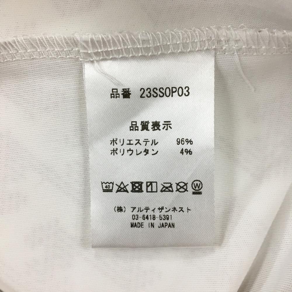 ハイネックノースリーブワンピース ベージュ×白
