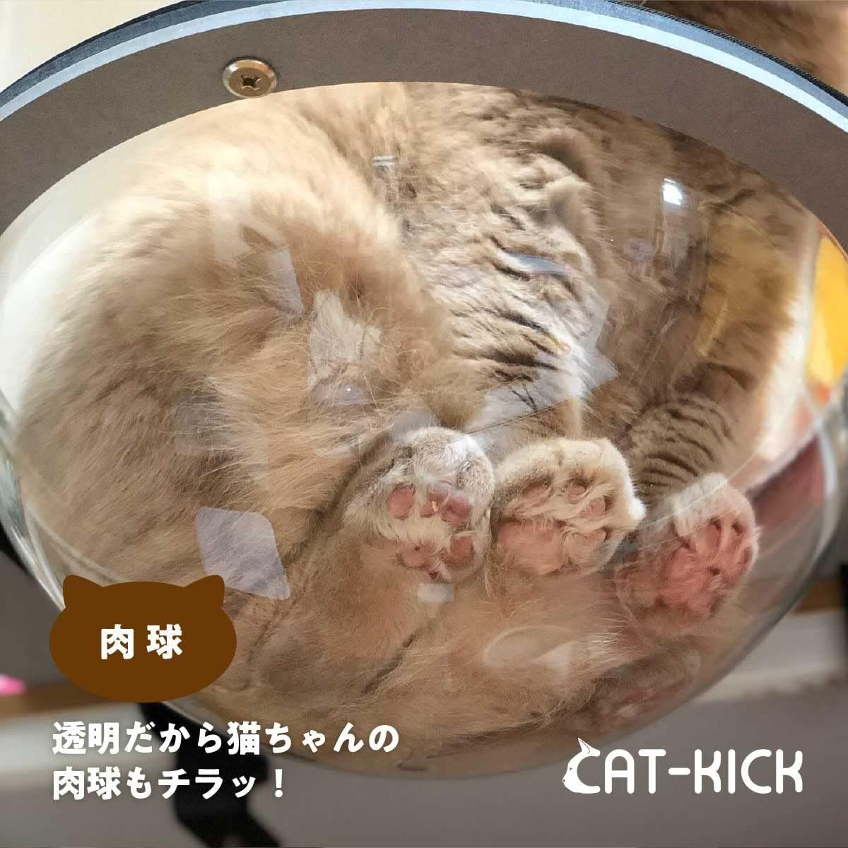 CATKICK ロケットハンモック グレーブラック 猫 穴あけ不要 工具なし 本棚 テーブル 棚 宇宙船 拡張パーツ 透明 猫用ステップャットステップ  キャットウォーク 取り付け簡単 省スペース 賃貸 壁 キャットタワー 猫用品 カプセル直径30cm - メルカリ