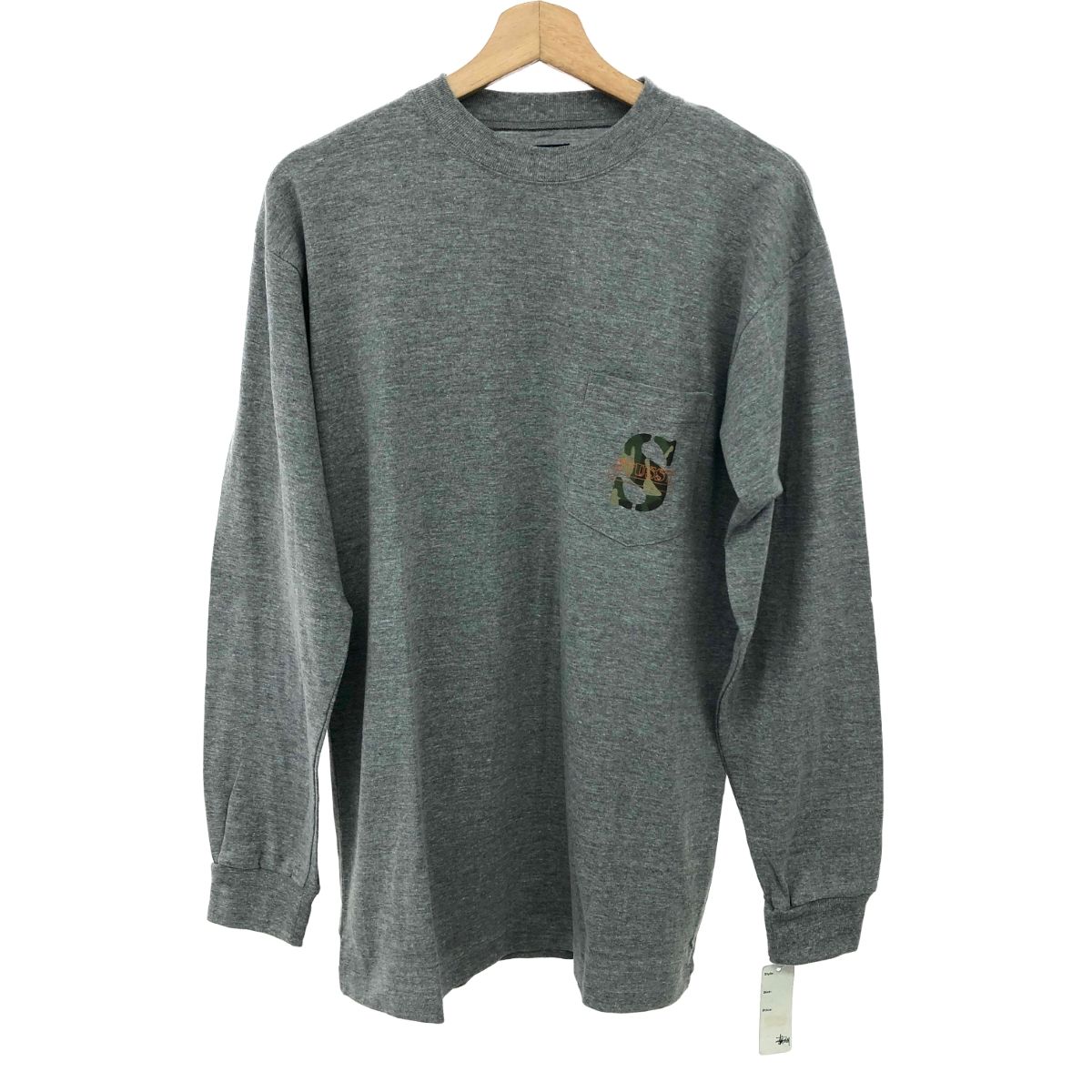 STUSSY オールドステューシー 長袖カットソー サイズ:M カモフラロゴ/胸ポケット/90s グレー メンズ / 240001139696