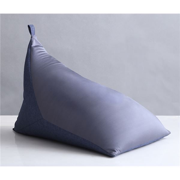 ビーズクッション 約幅47×奥行77×高さ45cm ブルー 日本製 持ち手付き コンパクト 完成品 リビング ソファー
