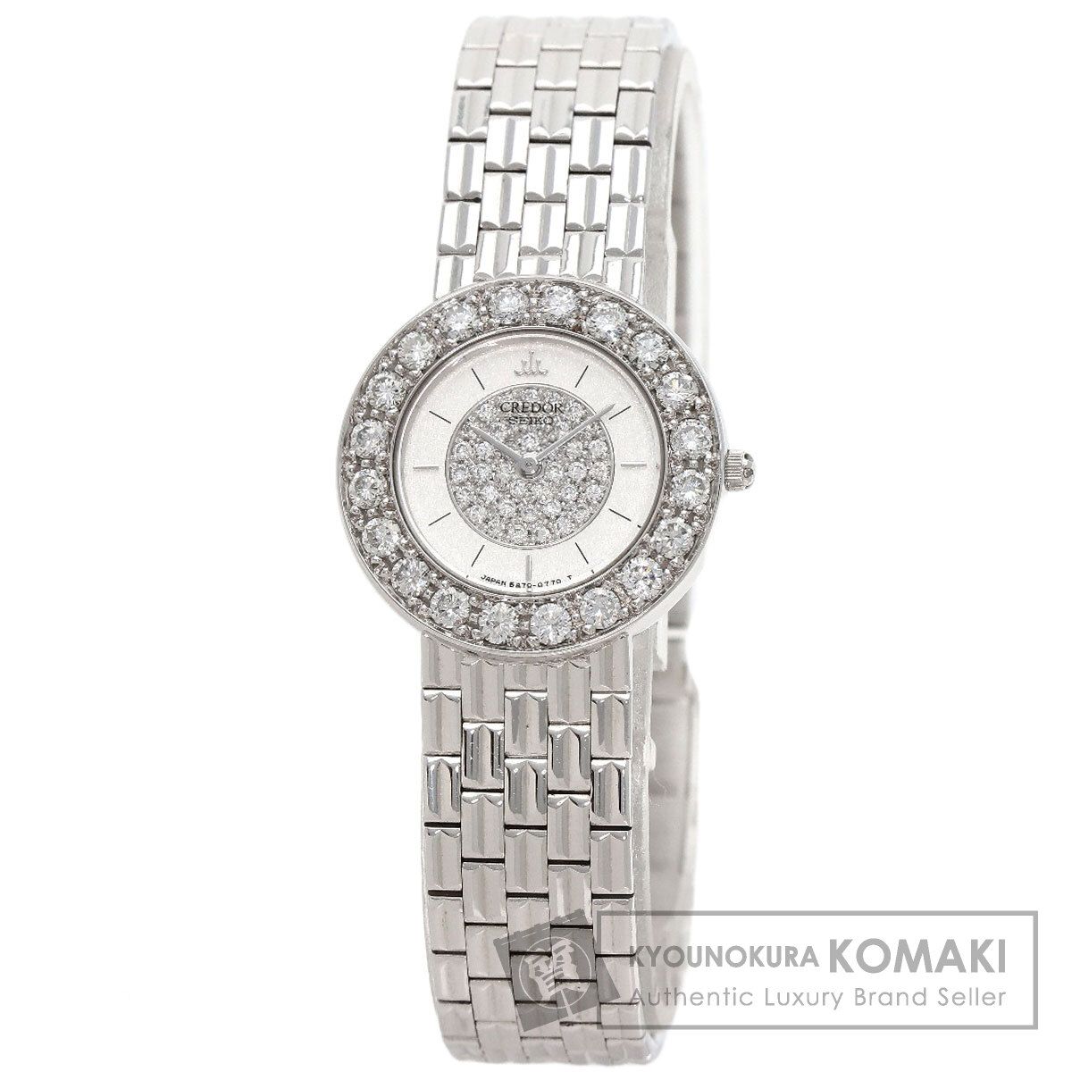 SEIKO セイコー GTWE005 5A70-0380 クレドール ベゼル 文字盤 ダイヤモンド 腕時計 K18WG K18WG ダイヤモンド レディース