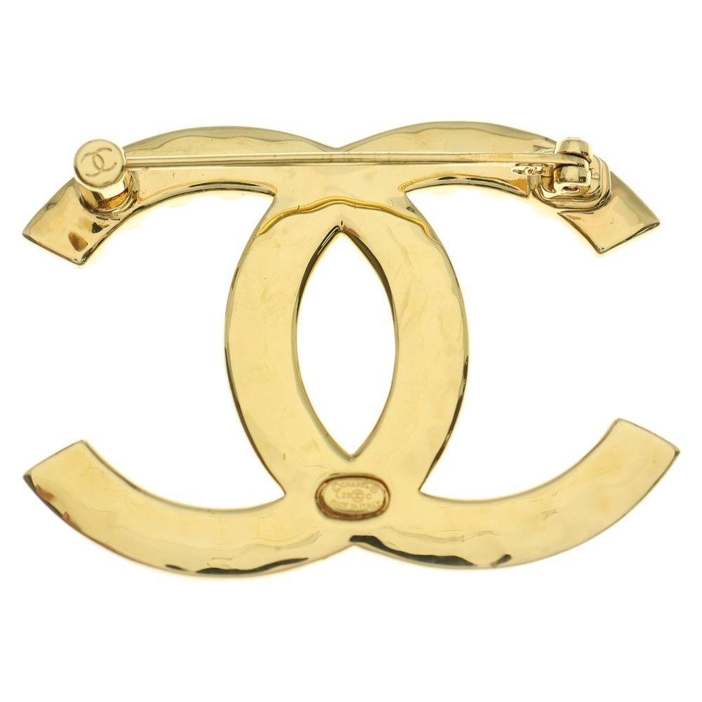 CHANEL シャネル ココマーク クリスタル ブローチ ピンバッジ ゴールド GP