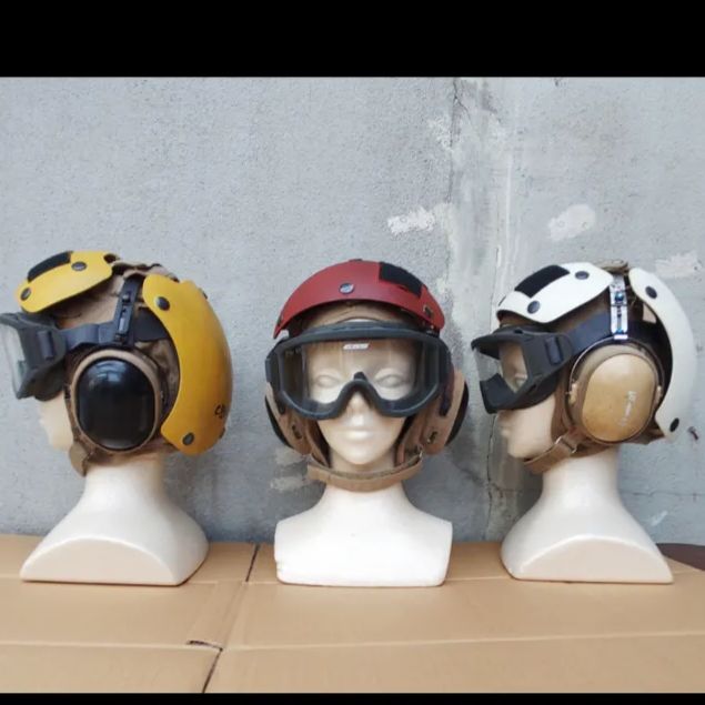 米軍実物 放 ESSゴーグル-耐衝撃デッキクルーヘルメット グリーン