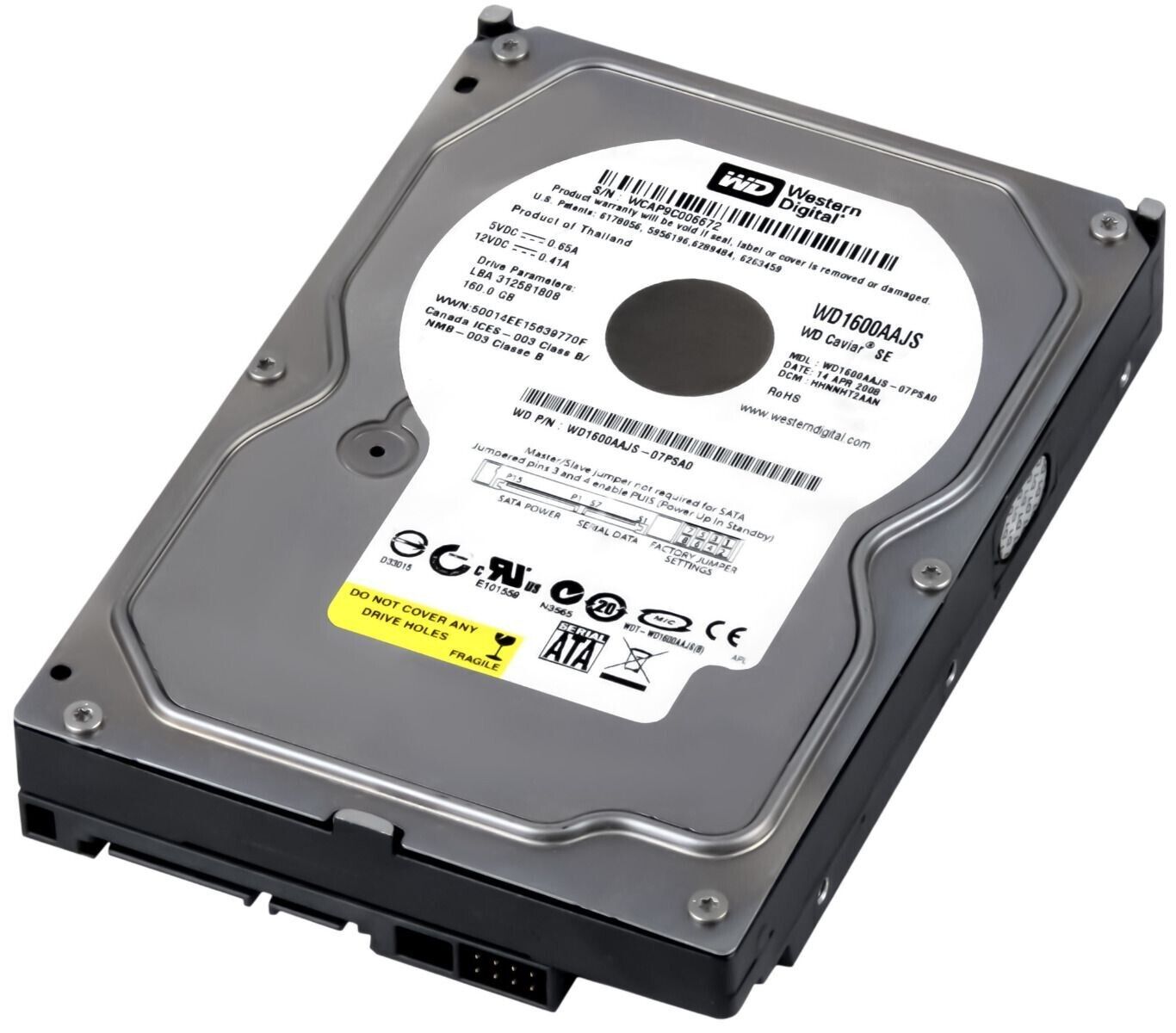 Western Digital Car SE WD1600AAJS 160GB 7200RPM 8MB SATA II Cover Hard Drive 3.5