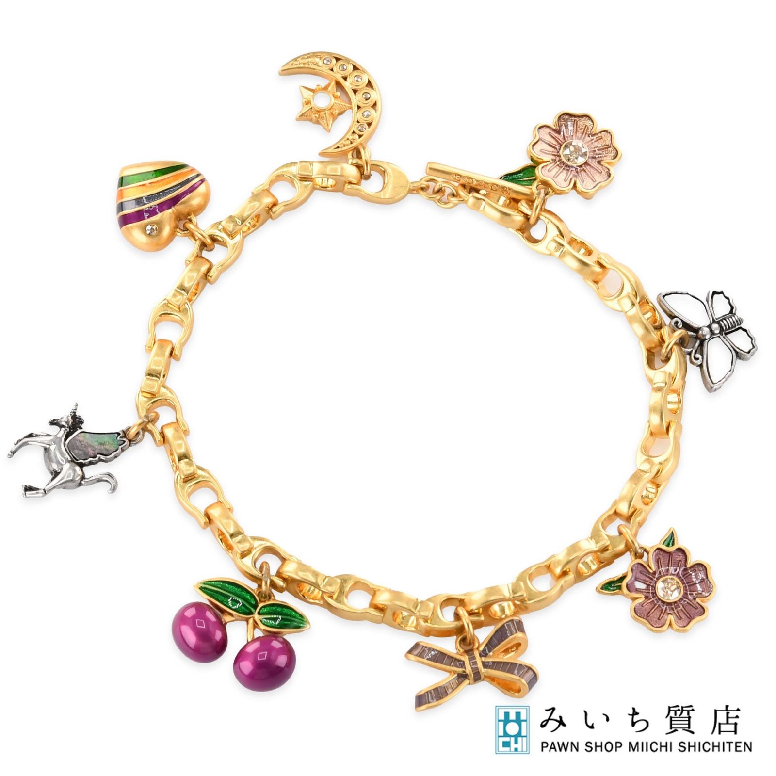 COACH コーチ ブレスレット バタフライ チェリー 約27g ゴールド アクセサリー H8937