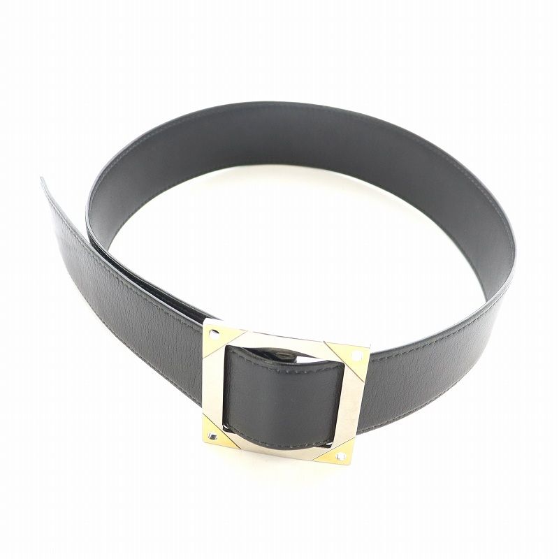 クリスチャンディオール Christian Dior ベルト レザー 皮革 バックル メタルパーツ 黒 ブラック |MP GY19