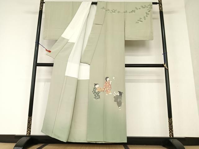 平和屋着物●十日町友禅作家　関口遼一　訪問着　童子　正絹　逸品　未使用　AAAX0644zg 平和屋着物○十日町友禅作家 関口遼一 訪問着 童子 正絹 逸品 未使用