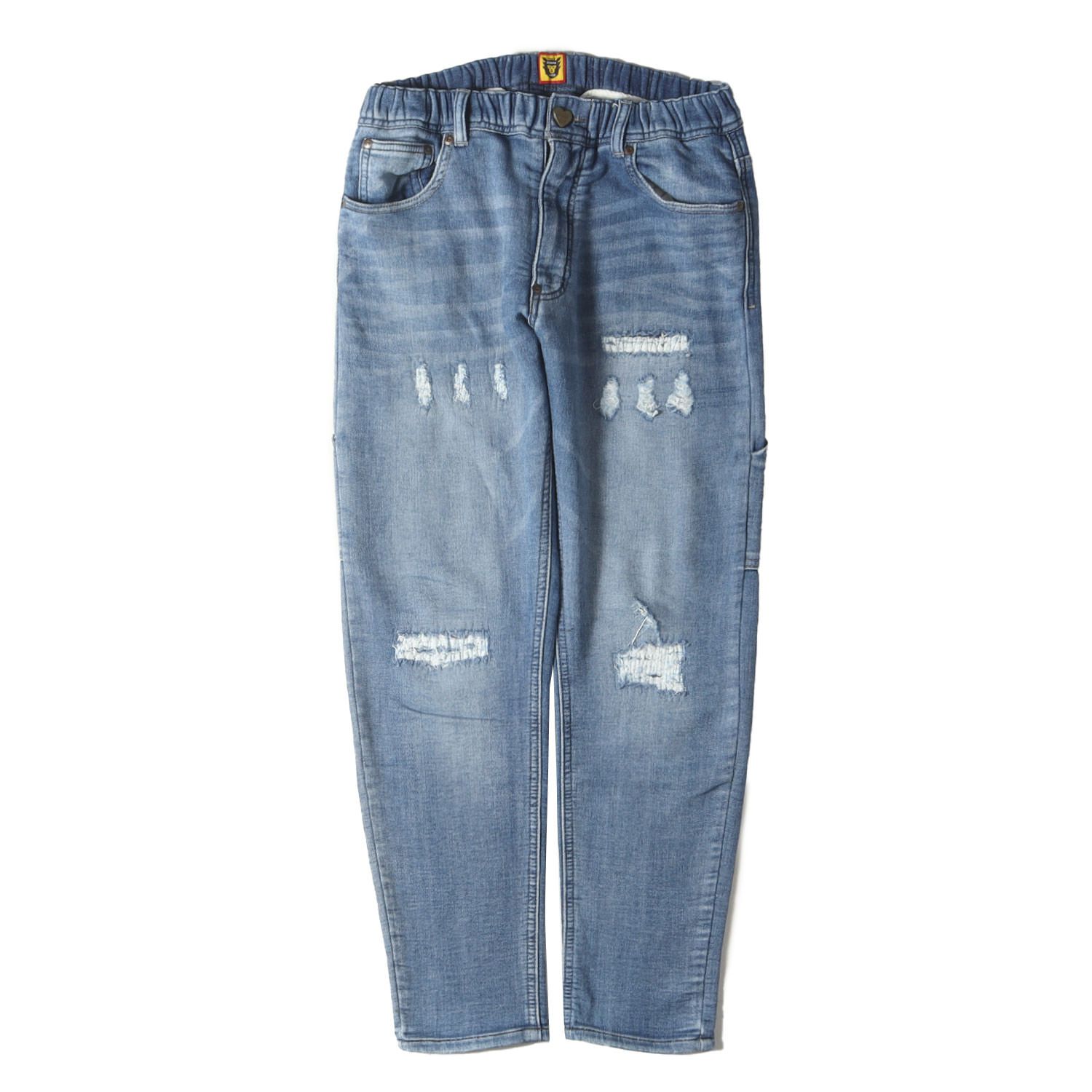 【美品】HUMAN MADE ヒューマンメイド パンツ サイズ:S / ダメージリペア加工 ペインター イージー デニム スウェット パンツ (RELAX DENIM PANTS) / インディゴ / ボトムス ズボン【メンズ】【中古】
