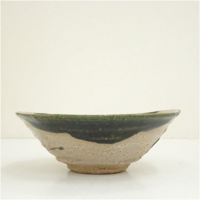 山口錠鉄造 織部平茶碗（共箱） 茶道 抹茶 おしゃれ 抹茶茶碗 抹茶碗