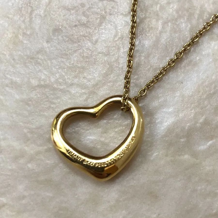 Tiffany & Co. ゴールド ネックレス　オープンハート　750 TIFFANY&Co.】ティファニー オープンハート ネックレス 16mm