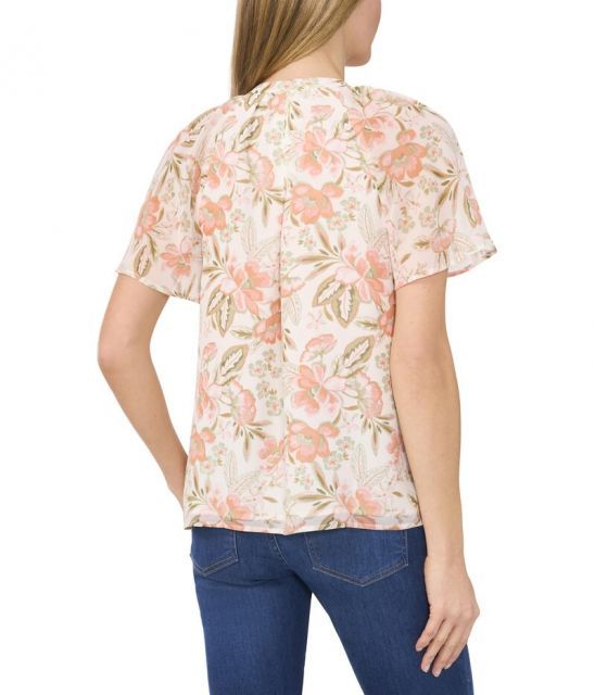 売れ筋商品|||セセ カットソー トップス レディース Women's Contrast Trimmed Flutter Sleeve Blouse New Ivory CeCe Flutter Sleeve Blooming Romance Blouse New Ivory LG at