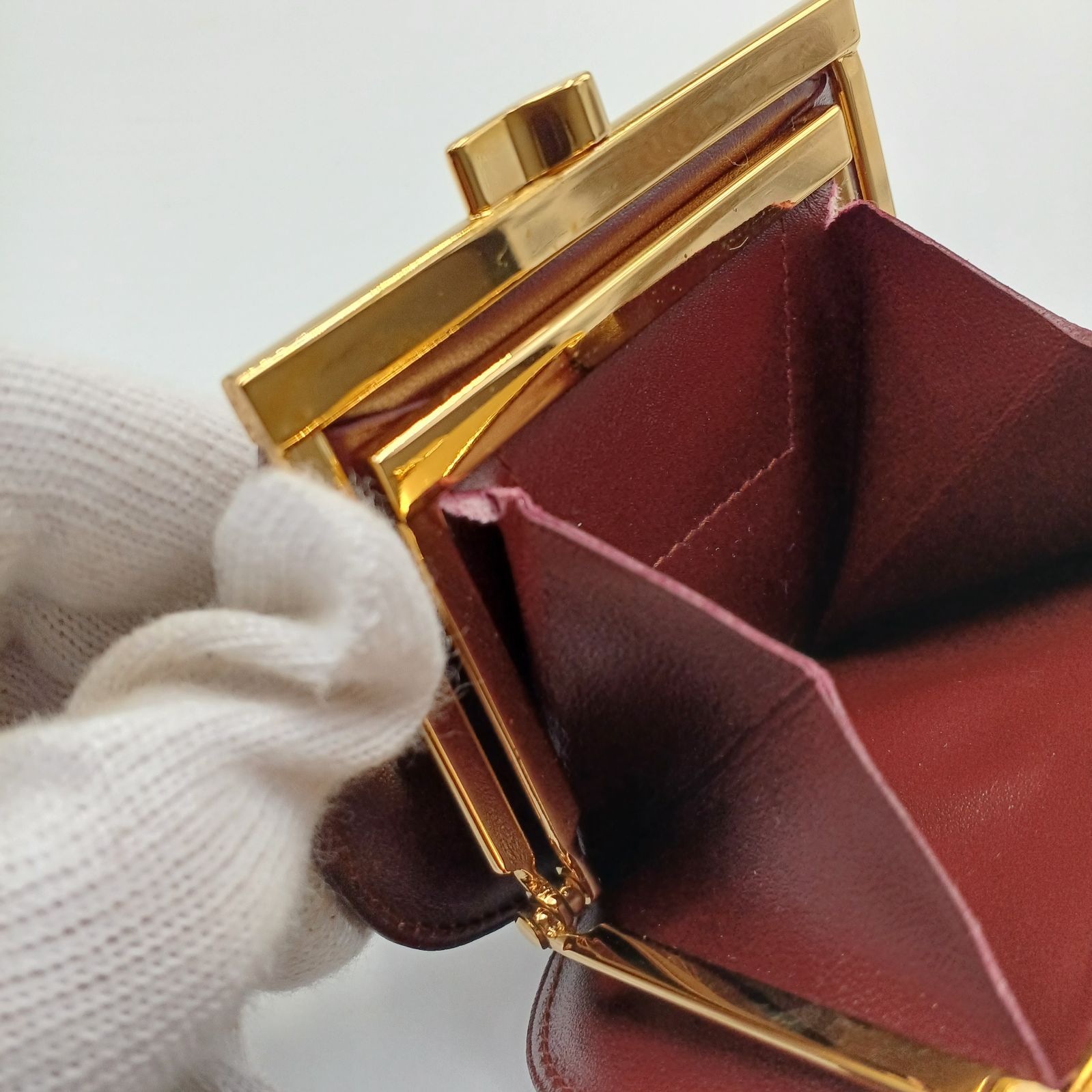 ✨美品✨カルティエ マストライン がま口 ケース ボルドー 金具 Cartier カルティエ マストライン がま口 コインケース 小銭入れ