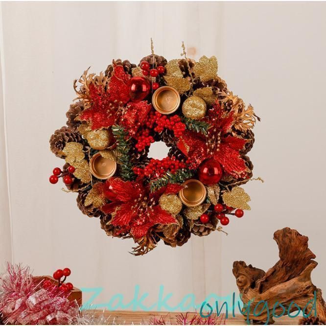 クリスマス花輪 フラワーリース デコレーション マツの実 インテリア 直径21cm 玄関 部屋 ドア 飾り 装飾品 クリスマスプレゼントCYB52今週注目 WWW_SKLAD-KIRPICHA_RU
