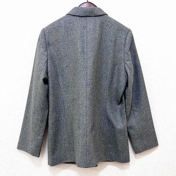 #wnc レリアン Leilian ジャケット 7 青系 グレー ステッチ シルク混 イタリア製生地 レディース [891865]