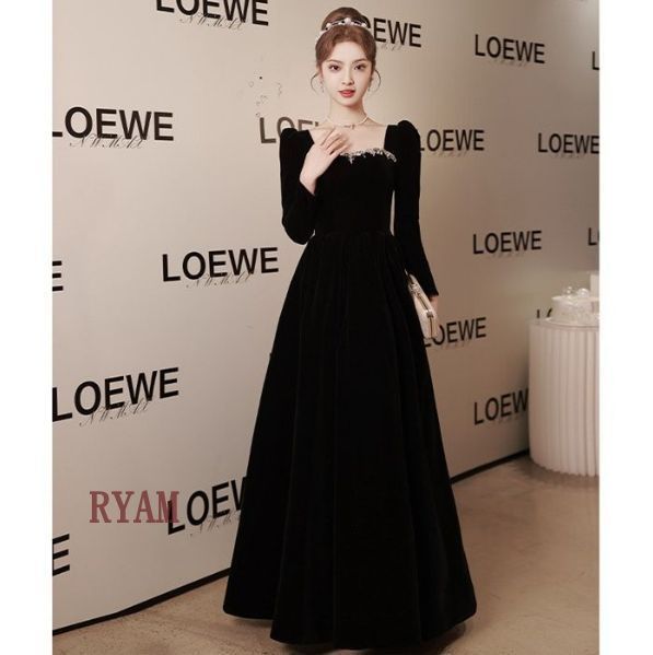 パーティードレス Aラインドレス ロング丈ワンピース 結婚式 ロングドレス 演奏会ドレス 着痩せ ピアノ 発表会 衣装 大人 宴会 フェミニン 洋服 忘年会 かわいい 二次会 着痩せ