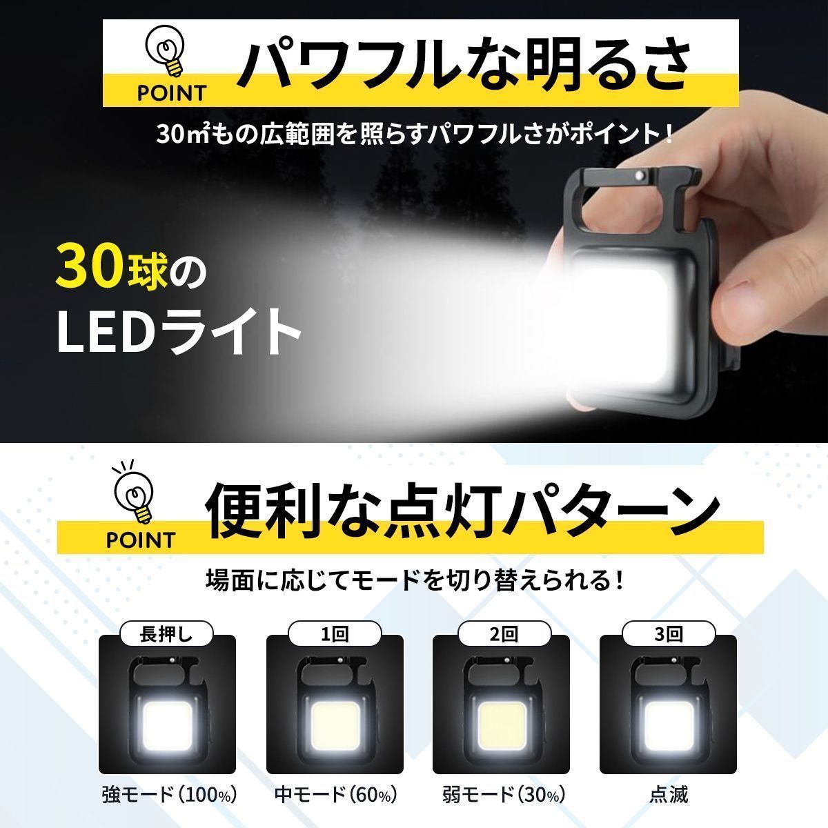 投光器 led ライト ４個 防水 明るい 小型 充電式 屋外 作業灯 電球 スタンド 最強 COB 懐中電灯 釣り アウトドア キャンプ 防災 ワーク ライト ミニ 4 - メルカリ