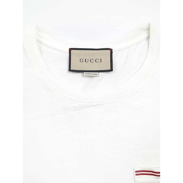 GUCCIグッチストライプGG刺繍コットンジャージーTシャツホワイトサイズ