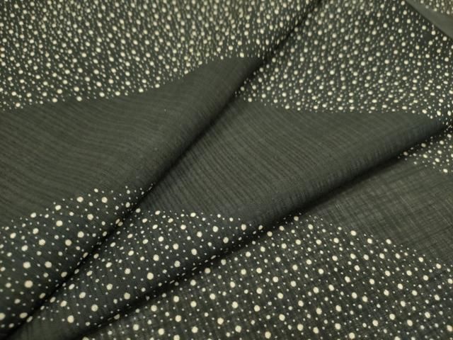 平和屋着物＊夏物 小紋 紗 唐草文 黒地 洗える着物 CAAU4513ut