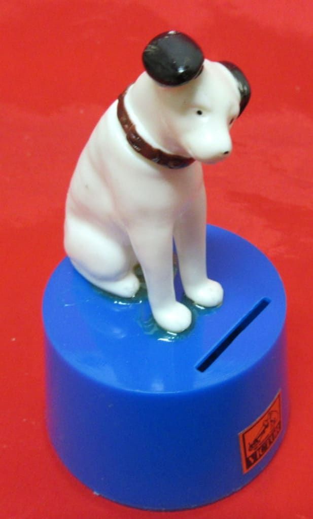 ビクター犬 貯金箱 陶器 ビクター 犬のニッパー 貯金箱 高さ15cm
