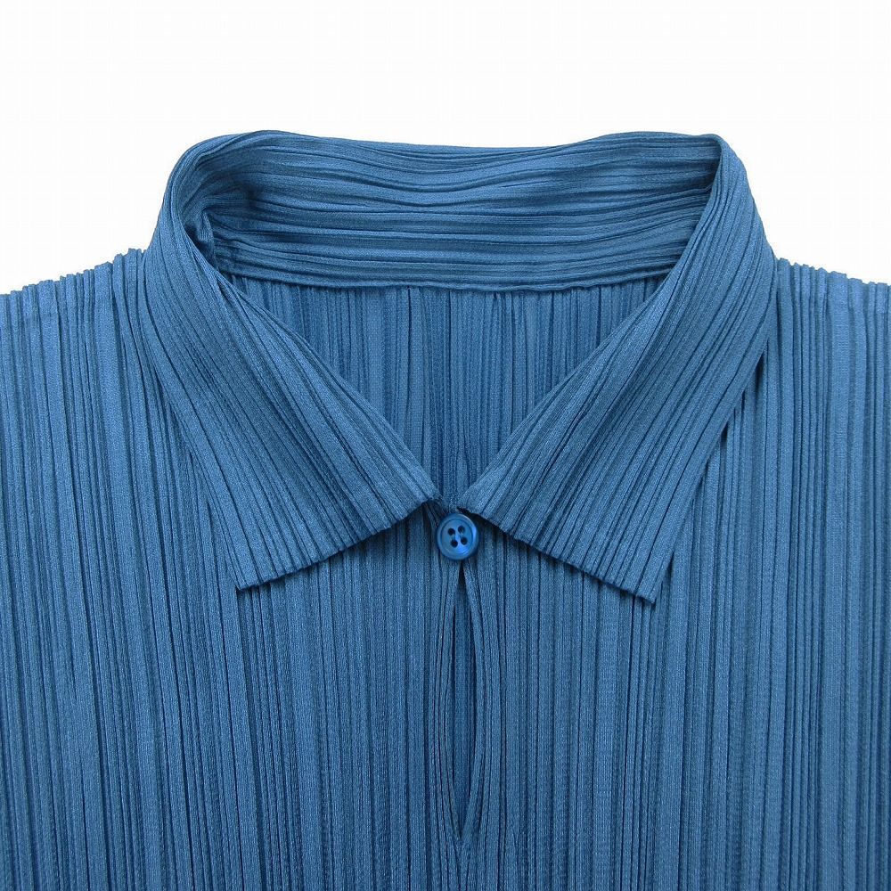 PLEATS PLEASE ISSEY MIYAKE - 【超美品】PLEATS PLEASE デザイン 半袖 襟付き シャツ ブラウス Pleats Please Issey Miyake MONTHLY COLOURS MARCH Pleated Top