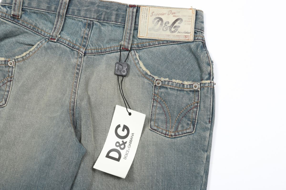 DOLCE&GABBANAドルガバダメージ加工ストレートデニムパンツ38