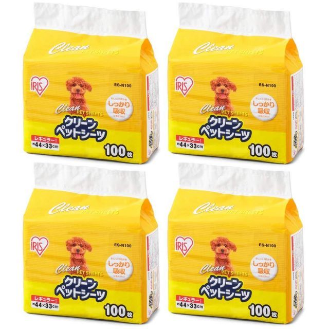 アイリスオーヤマ ペットシーツ 薄型 抗菌 消臭 小型犬 レギュラー 100枚×4袋 400枚入 ケース販売