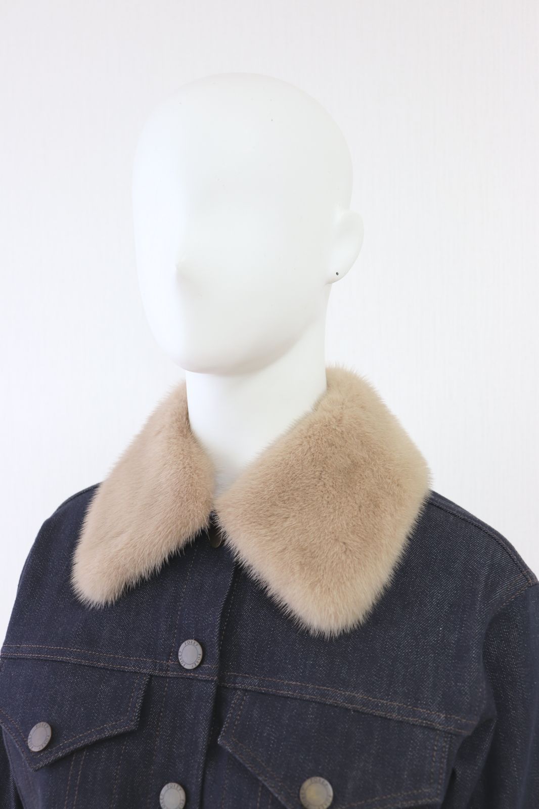 FOXEY Mink.GJ ミンクファーデニムジャケット 40913 紺/ネイビー