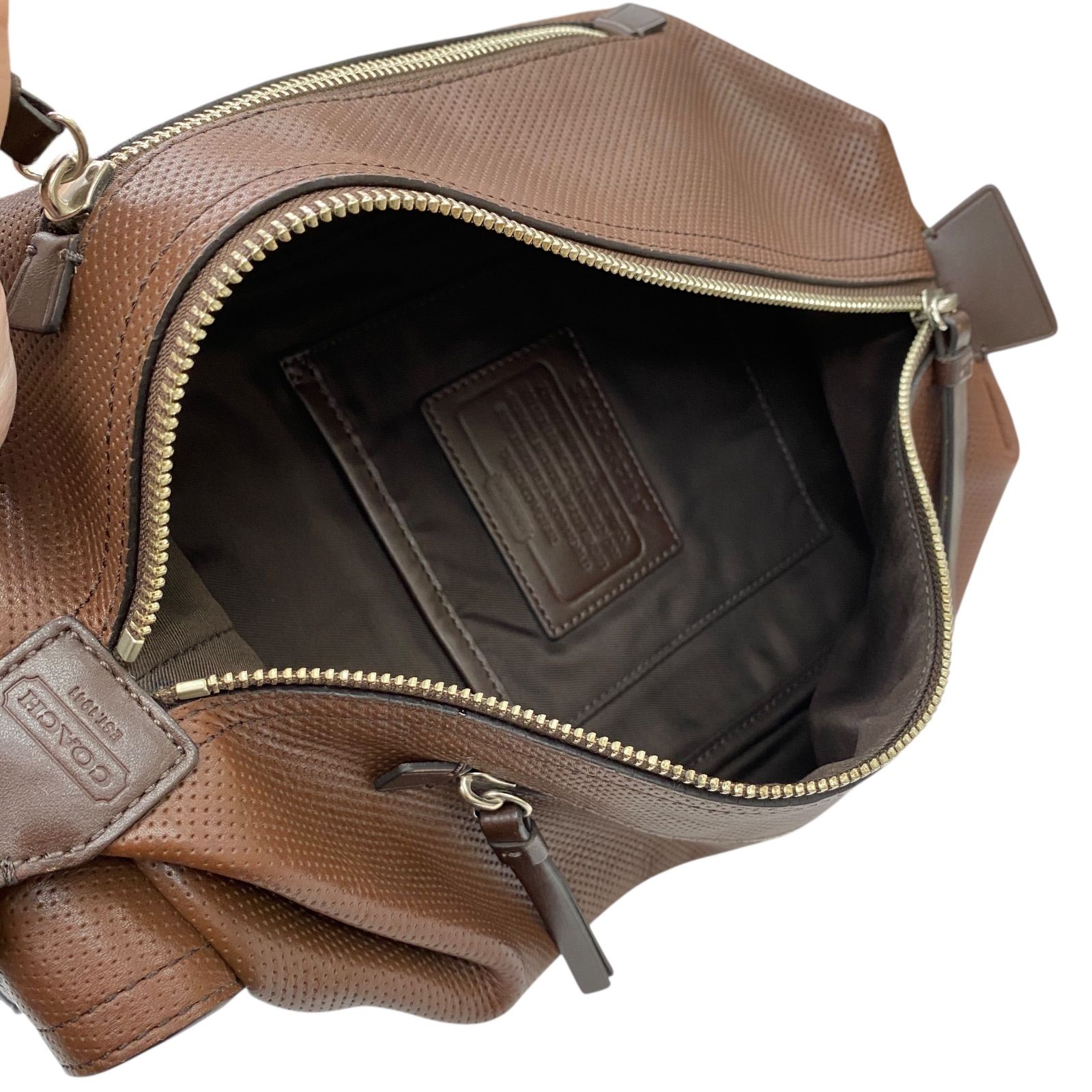 ☆EM10024 COACH コーチ レザー ボディバッグ 茶 ブラウン 70716 