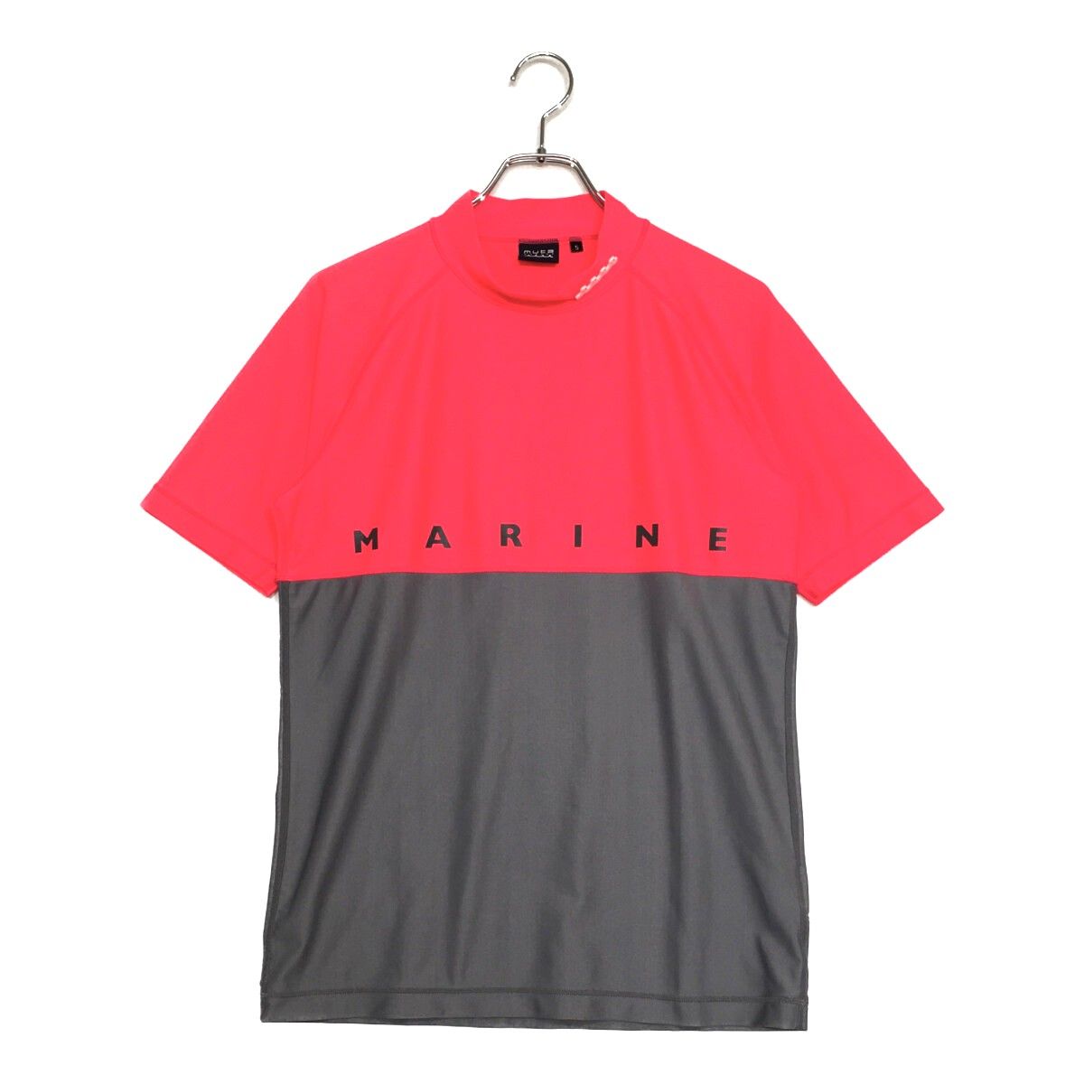 メンズ ムータマリン muta MARINE 半袖シャツ 5 M ピンク×グレー モックネック ストレッチ
