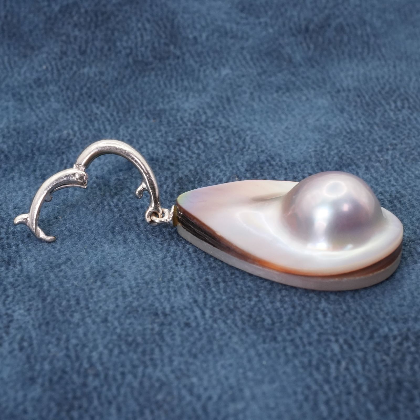 田崎真珠 K18WG マベパール ネックレストップ 母貝付き/24-4594S