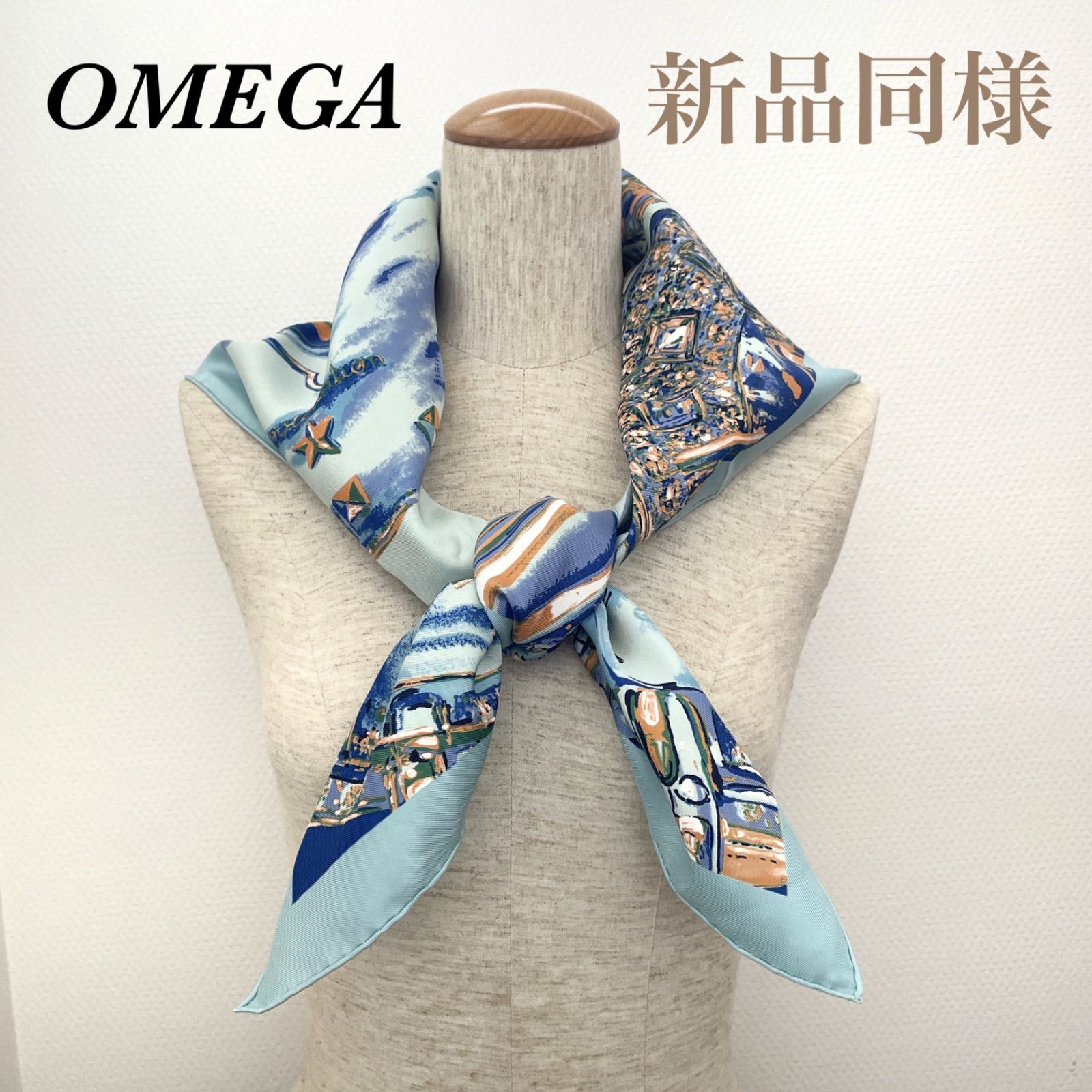 未使用 ブルガリ スカーフ シルク 100％ ロゴ スクエア ストール  