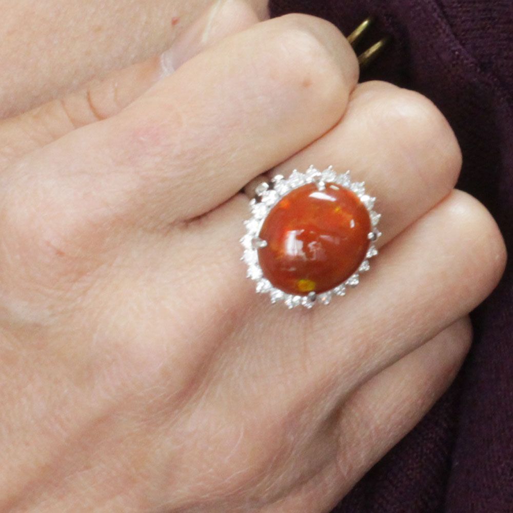 アステカの太陽！特品超希少！11ct ファイアオパール プラチナ リング 