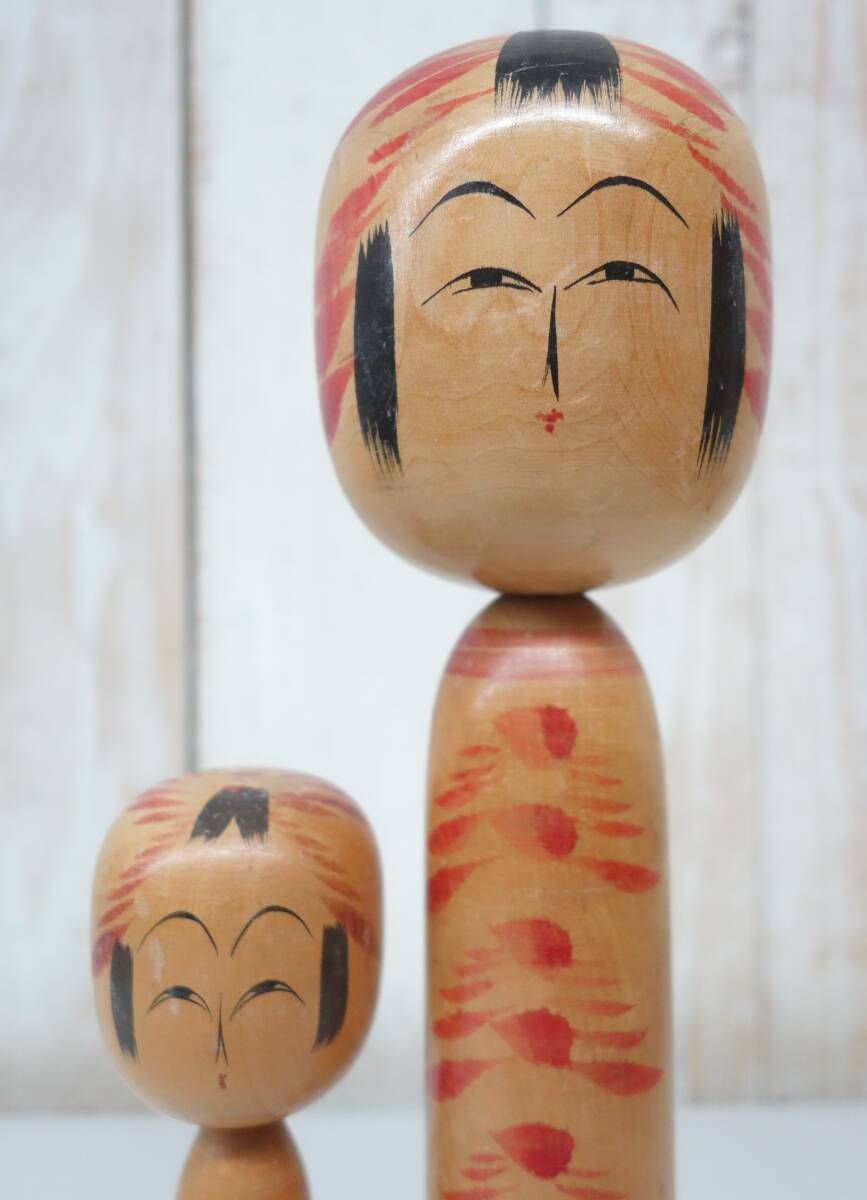●伝統工芸 工芸美術 レトロ 伝統こけし Kokeshi ＊遠刈田系二点＊工人 作田隆 さくたたかし＊工人 佐藤菊治 さとうきくじ