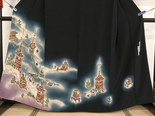 平和屋着物○友禅師・京の名工・伝統工芸士・樽本伊勢蔵 黒留袖 祇園祭