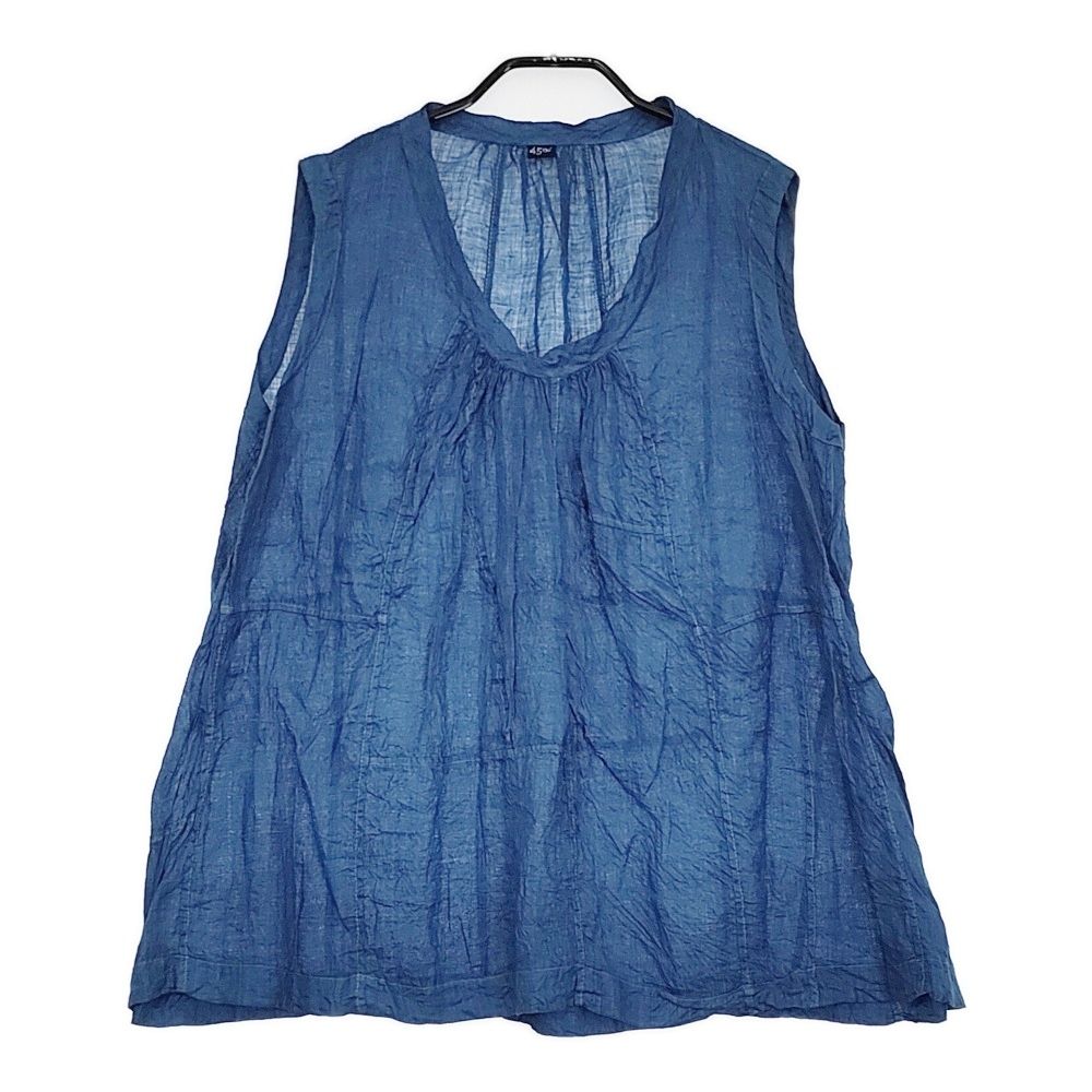 45R/45rpm フェザーリネンの藍染めポシャギノースリーブトップ ブラウス ブルー レディース フォーティーファイブアールピーエム【中古】5-0608S♪ 45R/45rpm フェザーリネンの藍染めポシャギノースリーブトップ