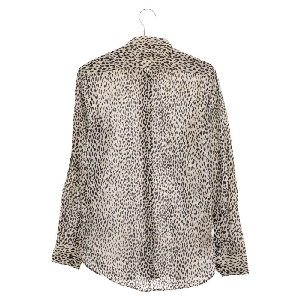 SAINT LAURENT PARIS ベイビーキャット　長袖シャツ　白　黒 SAINT LAURENT PARIS (サンローランパリ) 13AW エディ期 Leopard