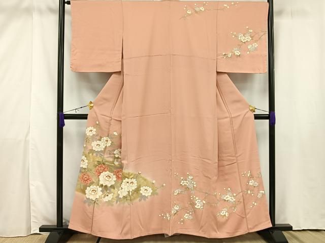 平和屋着物□訪問着 駒刺繍 枝花文 暈し染め 金彩 正絹 逸品  